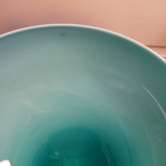 Beautiful Turquoise TEAL EMPOLI CASED GLASS PEDESTAL CANDY DISH - Picture 15 of 16